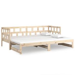 Foto van The living store slaapbank grenenhout - uitschuifbaar - zijwand - 204x181x69cm - bedframe - geen matras - geschikt voor