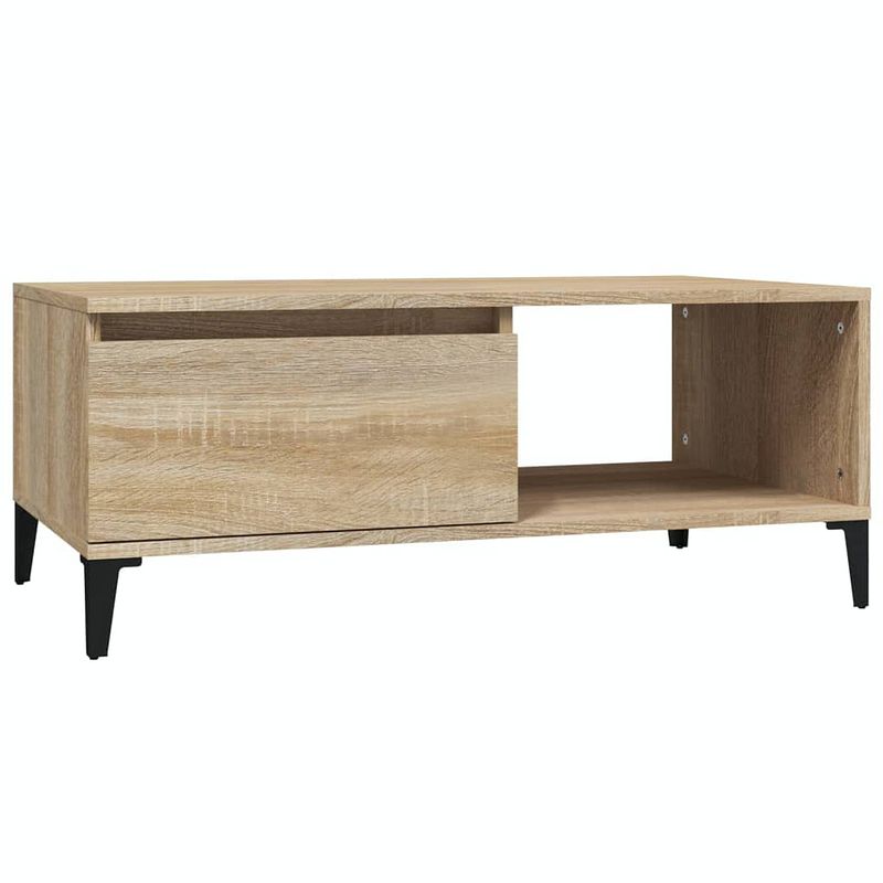 Foto van The living store salontafel industriële stijl - 90 x 50 x 36.5 cm - sonoma eiken