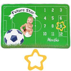 Foto van Awemoz mijlpaaldeken voetbal - baby deken - milestone baby kleed - kraamcadeau jongen/meisje - babyshower - kraampakket