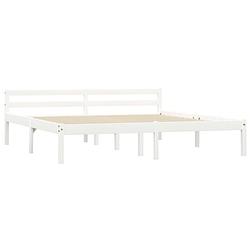 Foto van The living store massief grenenhouten bedframe - 206 x 186 x 60 cm - wit