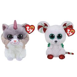 Foto van Ty - knuffel - beanie boo's - asher cat & christmas mouse