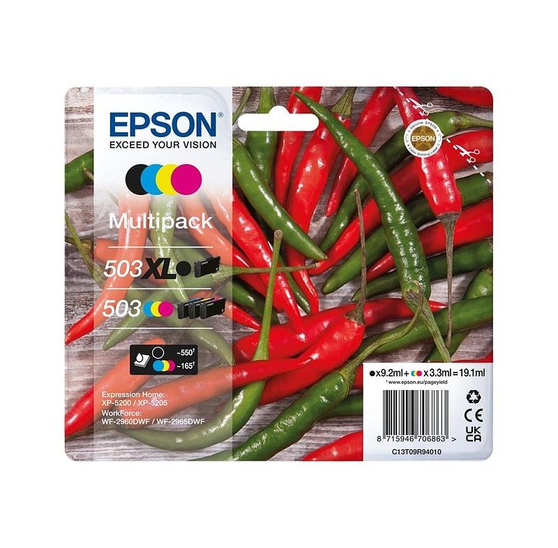 Foto van Epson 503 multi bk xl, cmy std. bls inkt