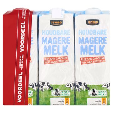 Foto van Jumbo houdbare magere melk voordeelverpakking 6 x 1l