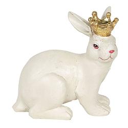 Foto van Clayre & eef decoratie beeld konijn 12*7*11 cm wit polyresin