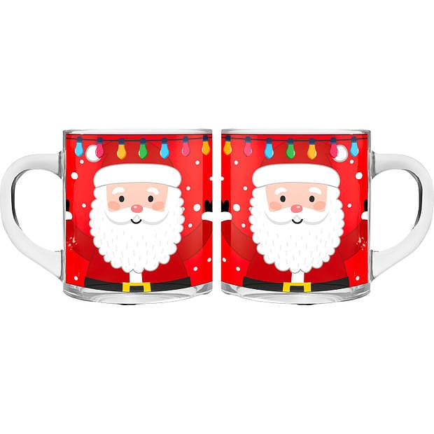 Foto van Kerst mokken/bekers - 2 stuks - glas - 300 ml - kerstman - 11 cm - bekers