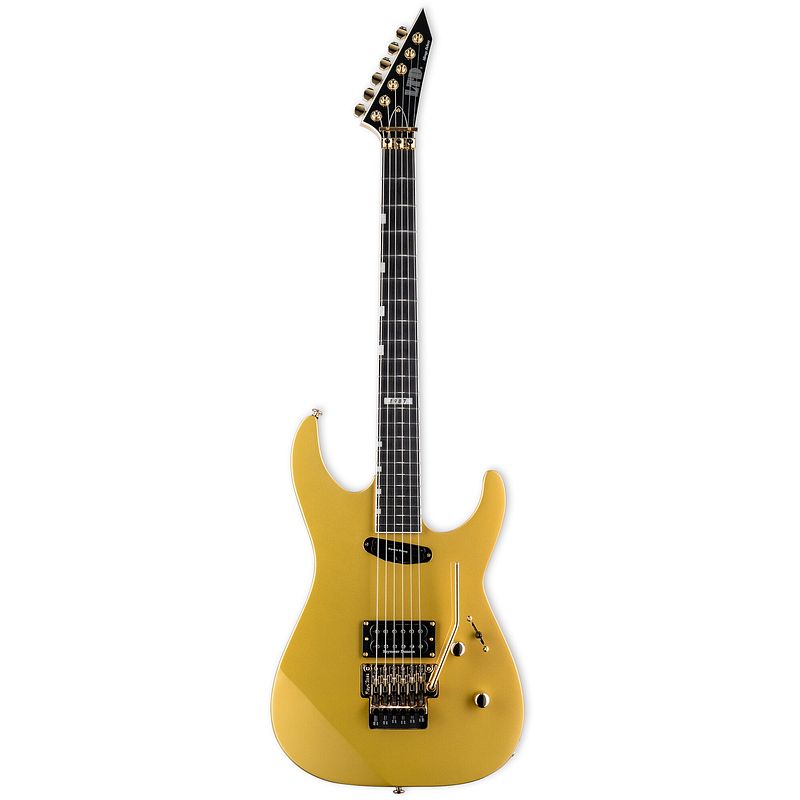 Foto van Esp ltd mirage deluxe 's87 metallic gold elektrische gitaar