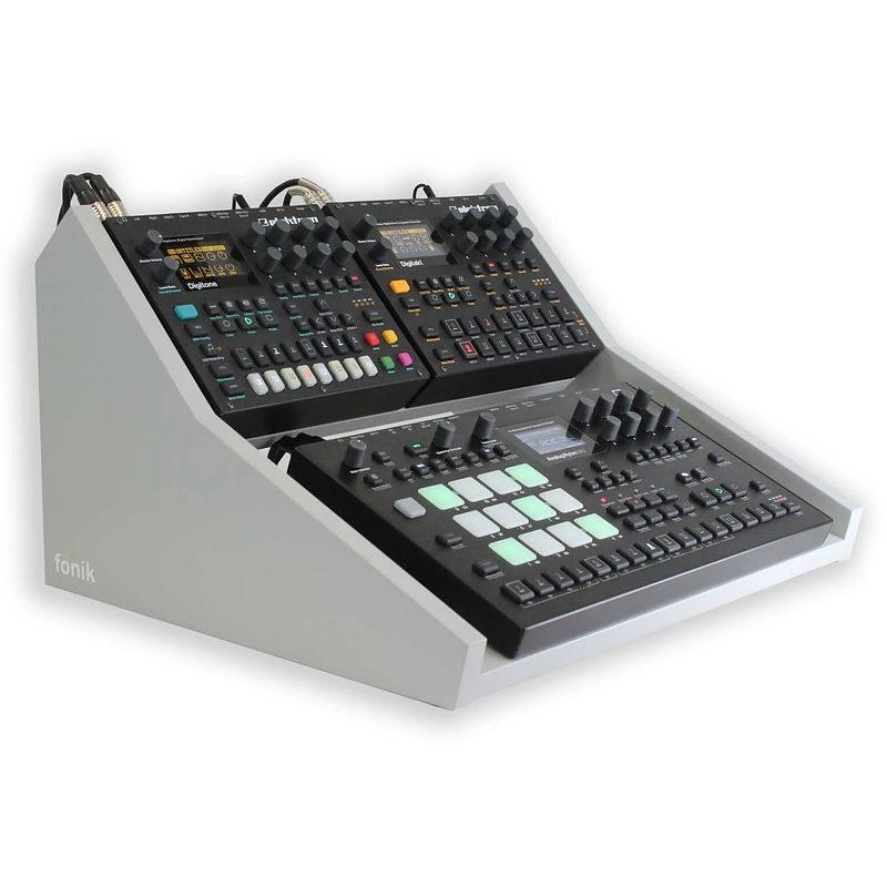 Foto van Fonik audio innovations original stand grey voor elektron analog rytm / four mkii + 2x digitakt/-tone