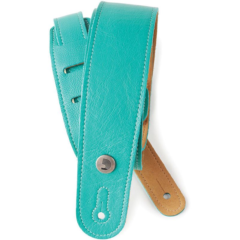 Foto van D'saddario 20gl04 leren gitaarband slim garment leather turquoise