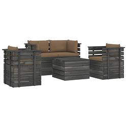 Foto van Vidaxl 5-delige loungeset met kussens pallet massief grenenhout