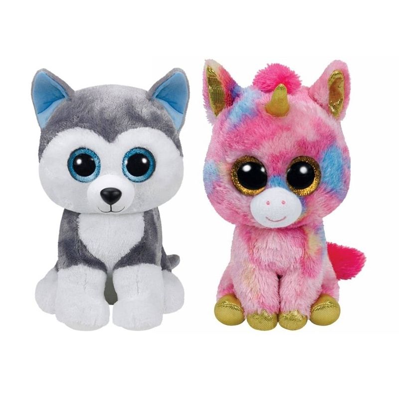 Foto van Ty - knuffel - beanie boo'ss - xl slush husky & fantasia unicorn