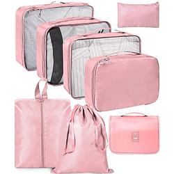 Foto van Fordig 8-delige packing cubes (roze) - bagage / koffer organizer