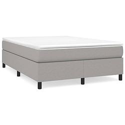 Foto van The living store boxspringbed - metallica - bedframe- lichtgrijs - 203x140x35 cm - matras- wit/lichtgrijs - 140x200x20