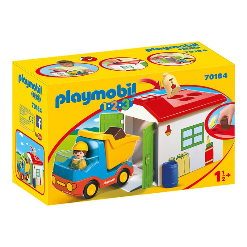 Foto van Playmobil 1.2.3 werkman met sorteer-garage 70184