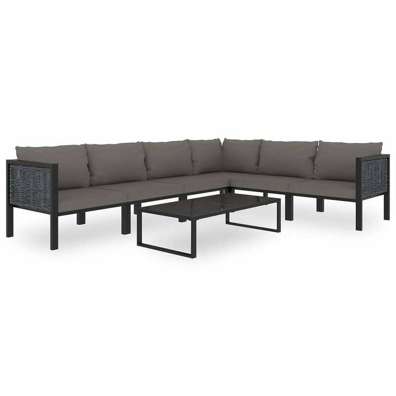 Foto van Vidaxl 7-delige loungeset met kussens poly rattan antraciet