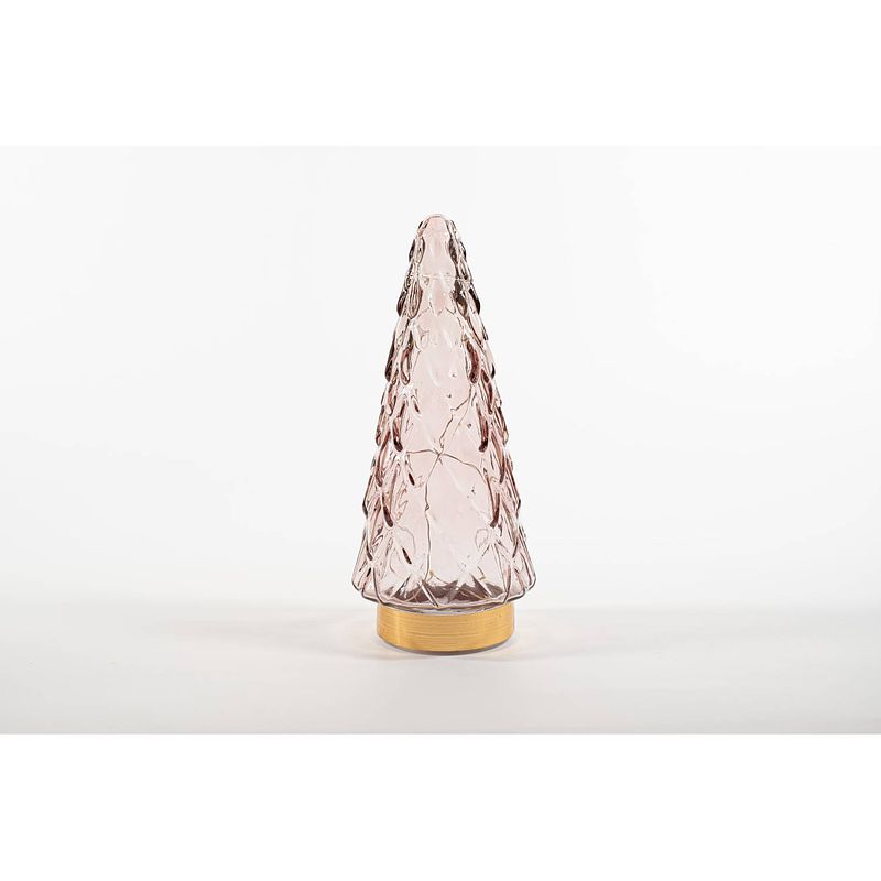 Foto van Anna'ss collection - tree glass 10,5x24,5cm pink with golden base 10led 3xaa