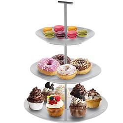 Foto van Cuisine elegance high tea etagere - 3 laags - wit - porselein - 36 cm hoog - etageres