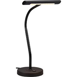 Foto van Led bureaulamp - trion curty - 4w - warm wit 3000k - dimbaar - rond - mat zwart - aluminium