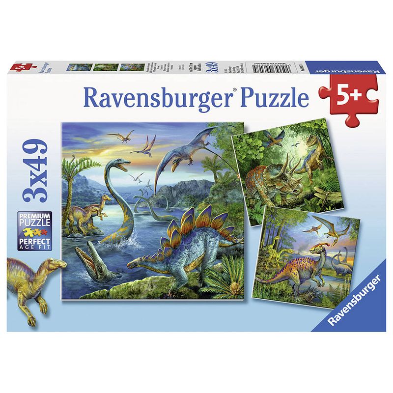 Foto van Ravensburger puzzel dinosaurus - 3 x 49 stukjes