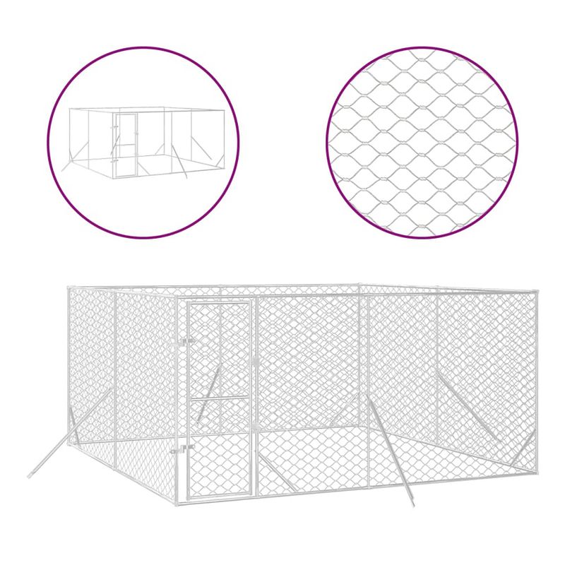 Foto van The living store hondenkennel - stalen buitenverblijf 4x4x2m - stevige constructie