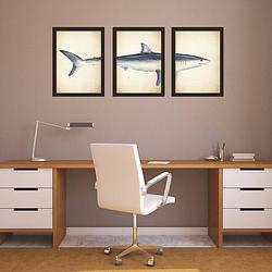 Foto van Walplus home decoratie sticker - 2in1 grote witte haai posters - set van 3