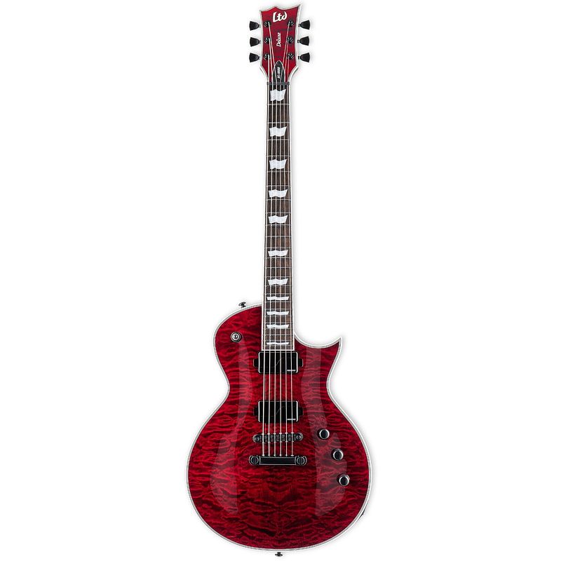 Foto van Esp ltd deluxe ec-1000 qm see thru black cherry fluence elektrische gitaar