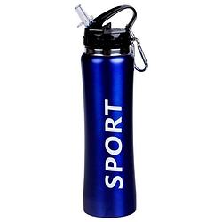 Foto van Sport bidon drinkfles/waterfles sport print blauw 600 ml - drinkflessen