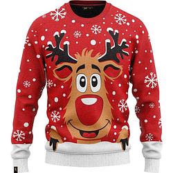 Foto van Jap foute kersttrui - rudolf het rendier - kerstcadeau - dames en heren - kerst - 4xl - rood