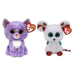 Foto van Ty - knuffel - beanie boo's - cassidy cat & christmas mouse