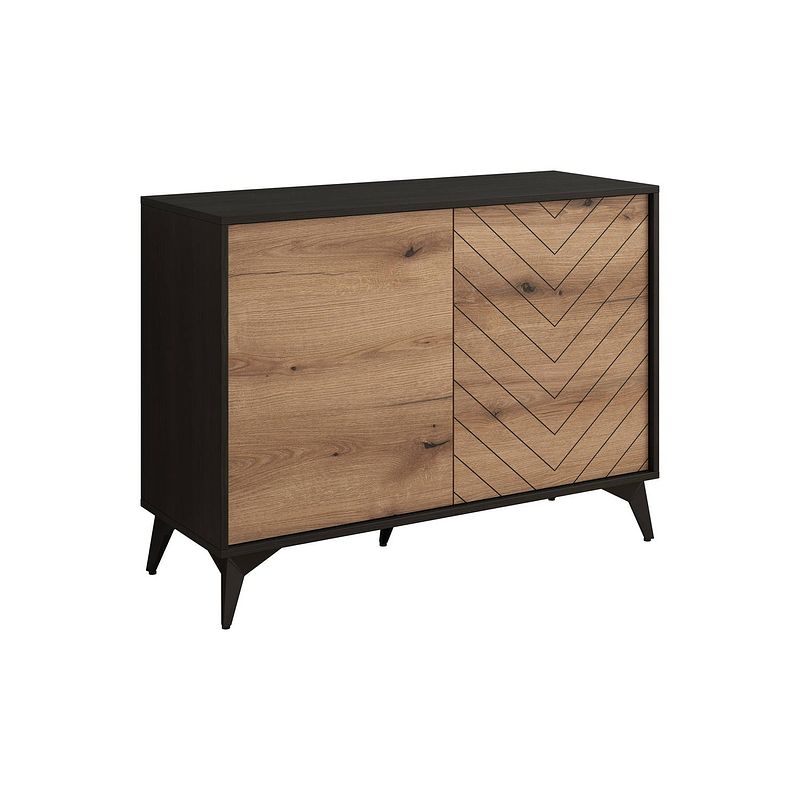 Foto van Meubella dressoir dolores - eiken - zwart - 104 cm