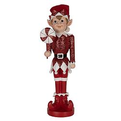 Foto van Clayre & eef kerstdecoratie beeld elf 59 cm rood polyresin rood