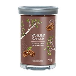 Foto van Yankee candle geurkaars large tumbler - met 2 lonten - praline & birch - 15 cm / ø 10 cm