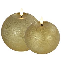 Foto van Led bolkaarsen/kaarsen - set van 2x st - goud - warm wit licht - led kaarsen