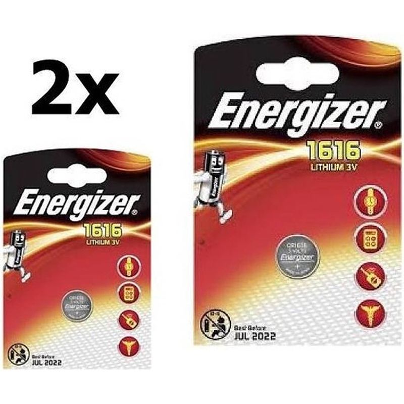 Foto van 2 stuks energizer cr1616 3v lithium knoopcelbatterij