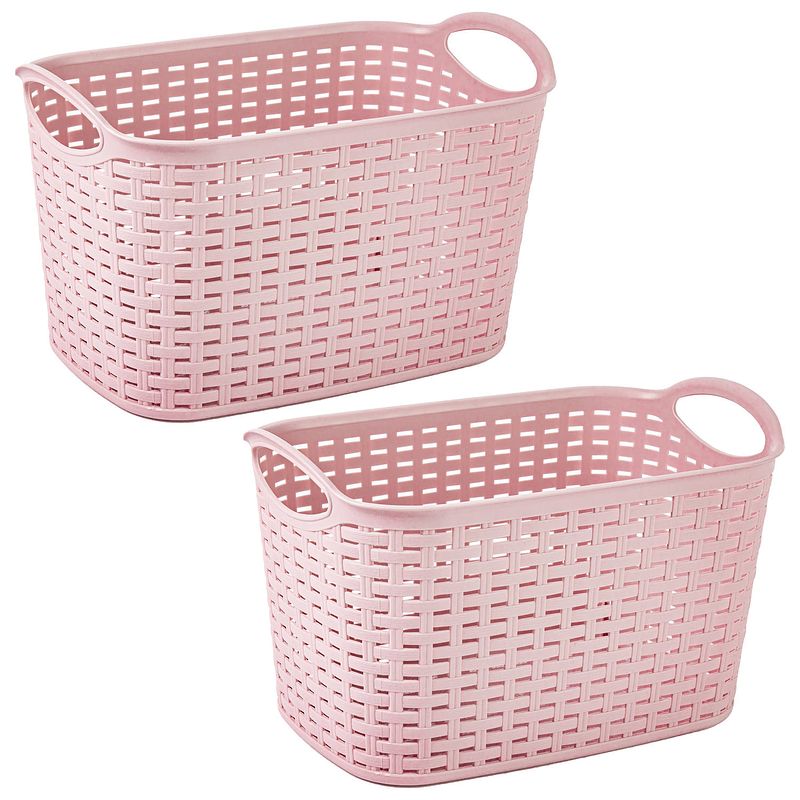 Foto van Plasticforte opbergmand/kastmandje - 2x - 6,4 liter - roze - kunststof - 19 x 29 x 18 cm - opbergbox