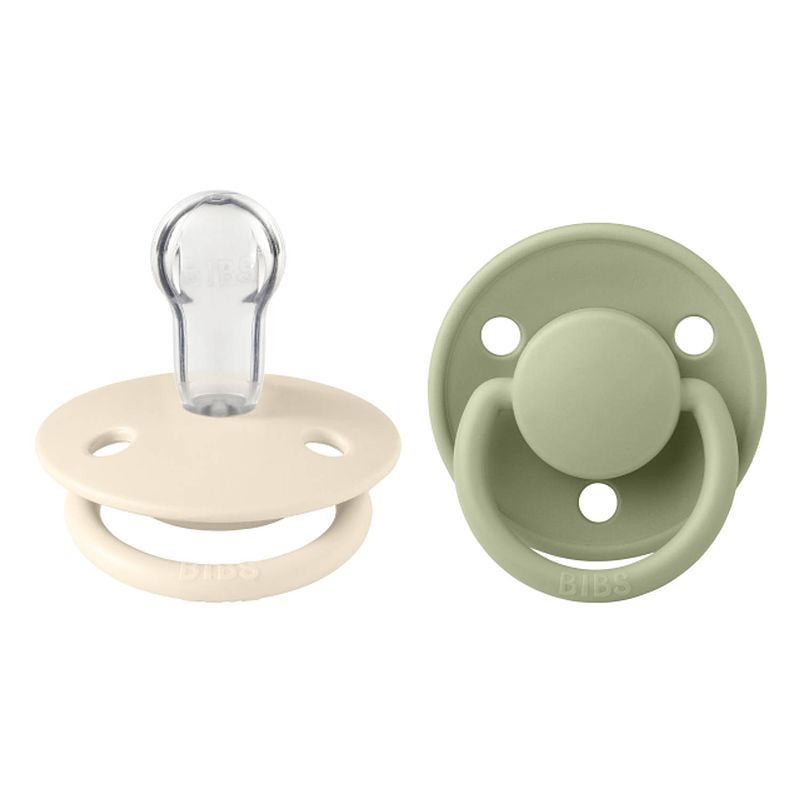 Foto van Bibs - de lux pacifier - one size fopspeen - 2 stuks - ivory / sage