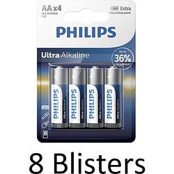 Foto van 32 stuks (8 blisters a 4 st) philips ultra alkaline aa batterijen