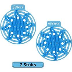 Foto van Synx tools powerscreen urinoirmatje 2 stuks blauw - urinoirmatten - 30 dagen geur - urinal screen - wave geur