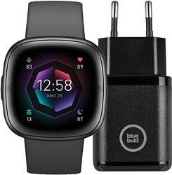 Foto van Fitbit sense 2 zwart + bluebuilt oplader
