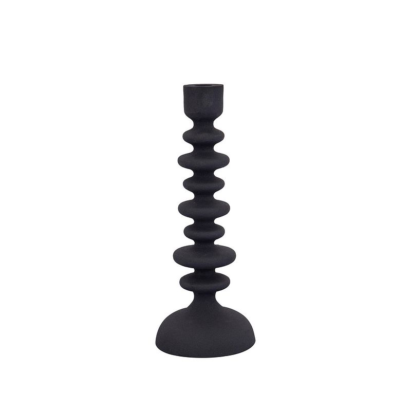 Foto van Ptmd lisanne black casted alu candleholder circles l