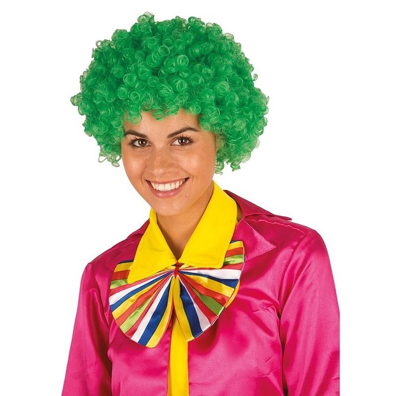 Foto van Groene clownspruik afro voor volwassenen met krulletjes