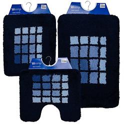 Foto van Wicotex-badmatset-badmat-toiletmat-bidetmat blauwe rand blauw