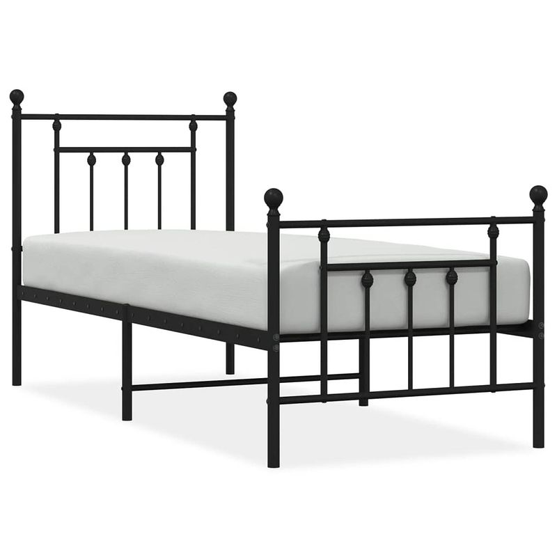 Foto van The living store bedframe met hoofd- en voeteneinde metaal zwart 75x190 cm - bed