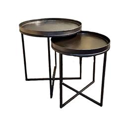 Foto van Benoa lead & bronze side table 52/46 cm set of 2