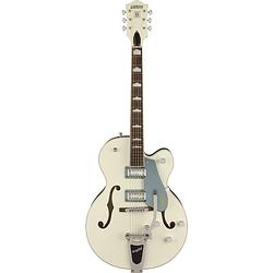 Foto van Gretsch g5420t-140 electromatic 140th double platinum hollow body bigsby il two-tone pearl platinum stone platinum