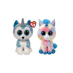 Foto van Ty - knuffel - beanie buddy - helena husky & blitz unicorn