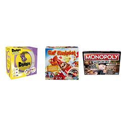 Foto van Spellenbundel - bordspellen - 3 stuks - dobble classic & monopoly valsspelerseditie & stef stuntpiloot