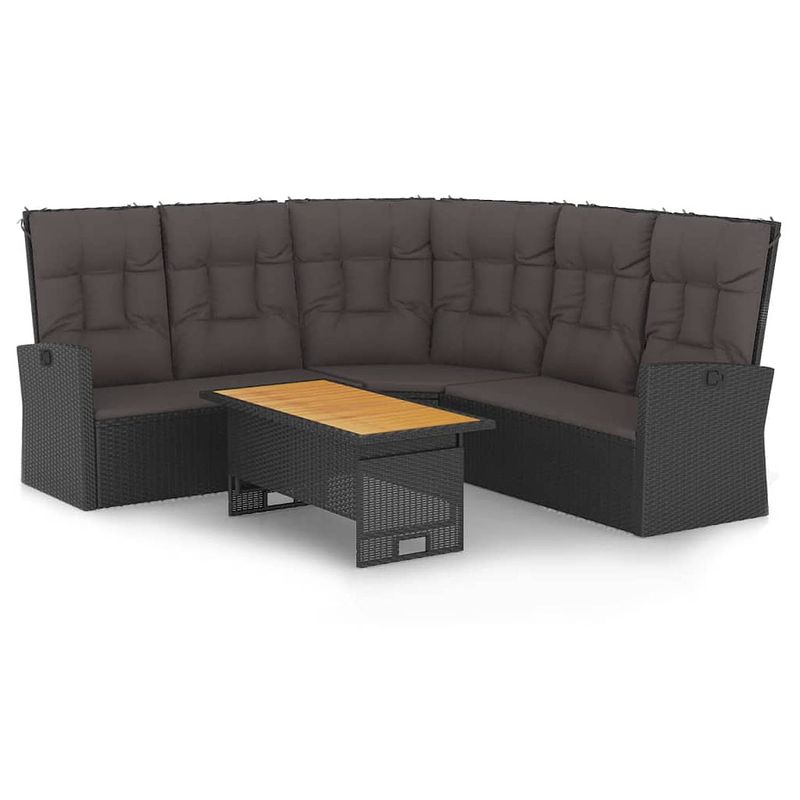 Foto van Vidaxl 2-delige loungeset met kussens poly rattan zwart