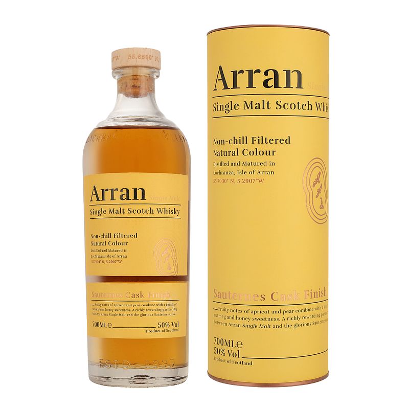 Foto van Arran sauternes cask finish 70cl whisky + giftbox