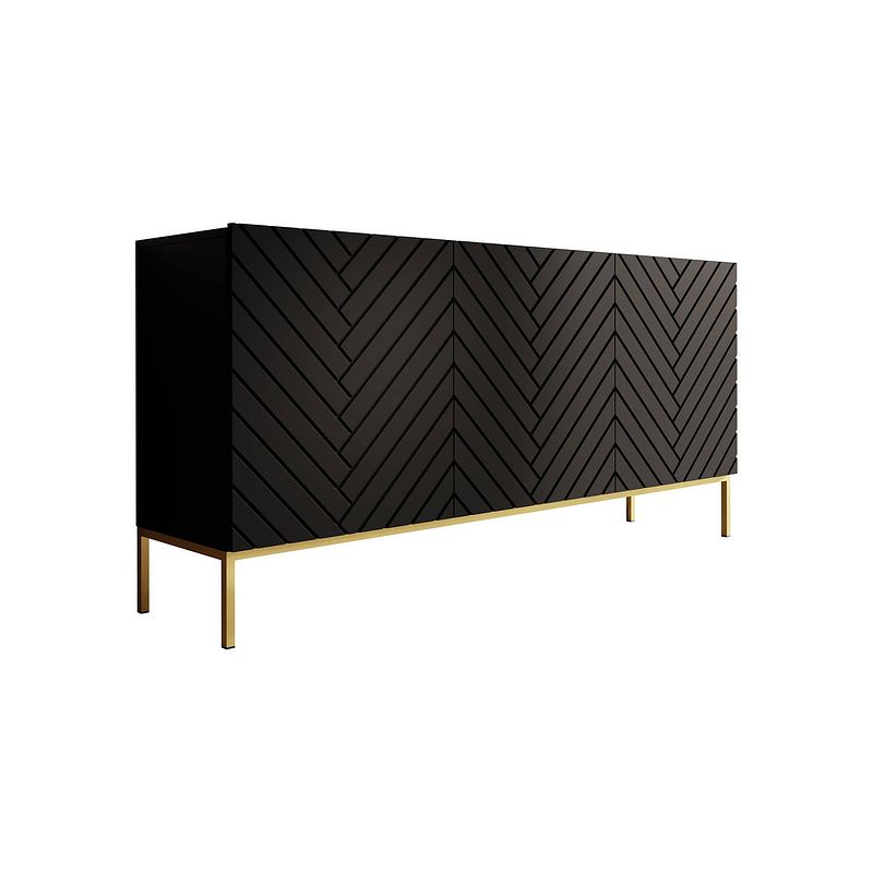 Foto van Meubella dressoir gallatin - mat zwart - 160 cm