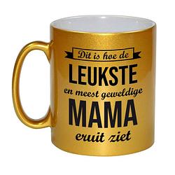 Foto van Gouden leukste en meest geweldige mama cadeau koffiemok / theebeker 330 ml - feest mokken